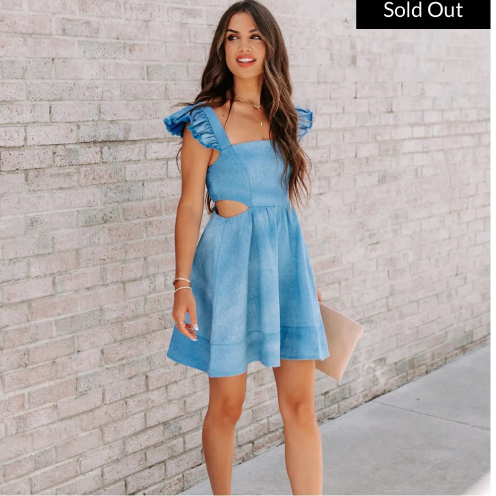 Vici Stevie Cotton Cutout Denim Dress